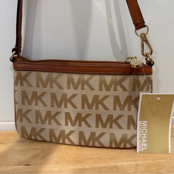 Michael Kors Handbags - Michael Kors Tan and Brown Crossbody Bag with Signature Monogram